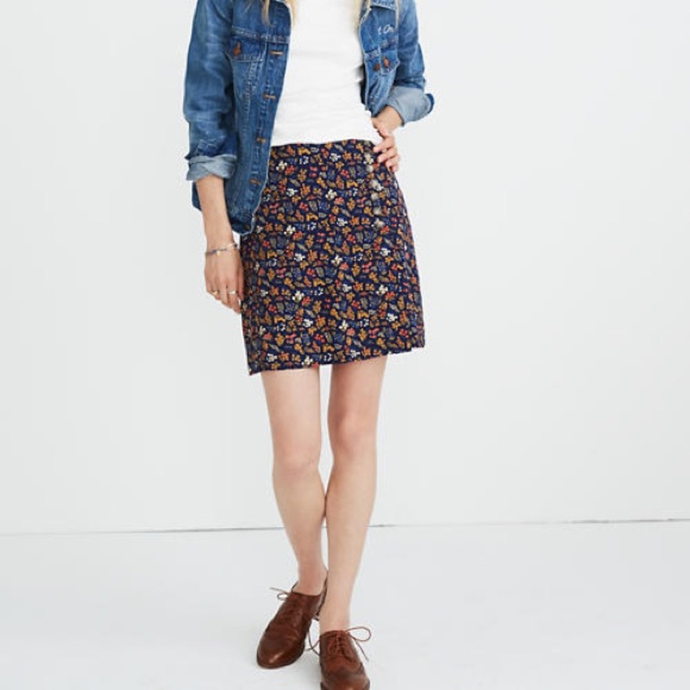 Madewell Side-Button Mini Skirt in Garden Party 00